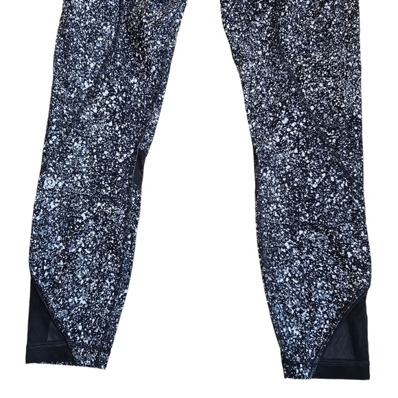 Lululemon Pace Rival Crop Cropped Leggings Paint Splatter White Black Mesh Sz 4 - Picture 5 of 12